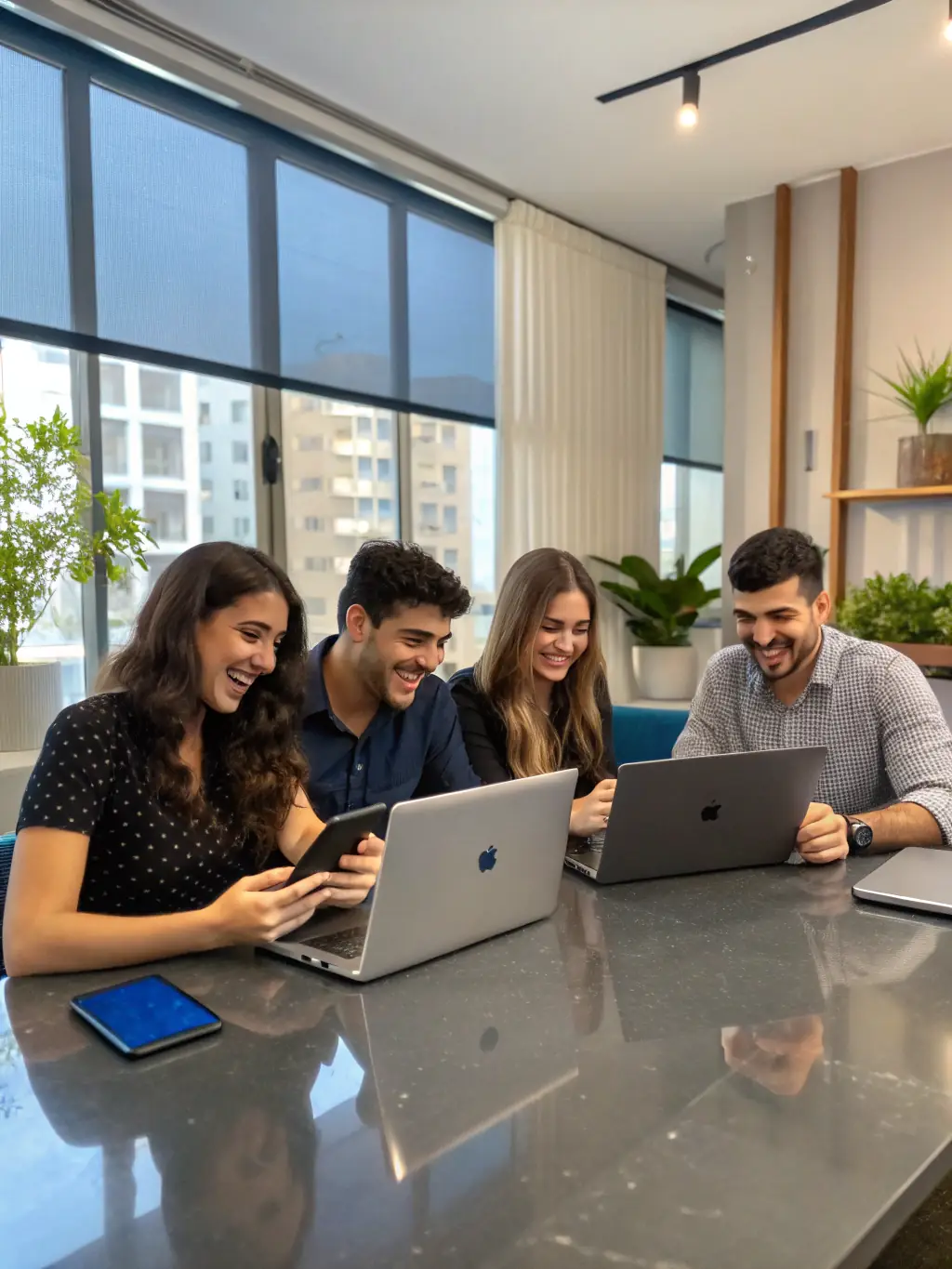 A dynamic image of a group of young adults participating in a digital art creation session, using tablets and styluses, with a focus on innovation and modern artistic techniques.